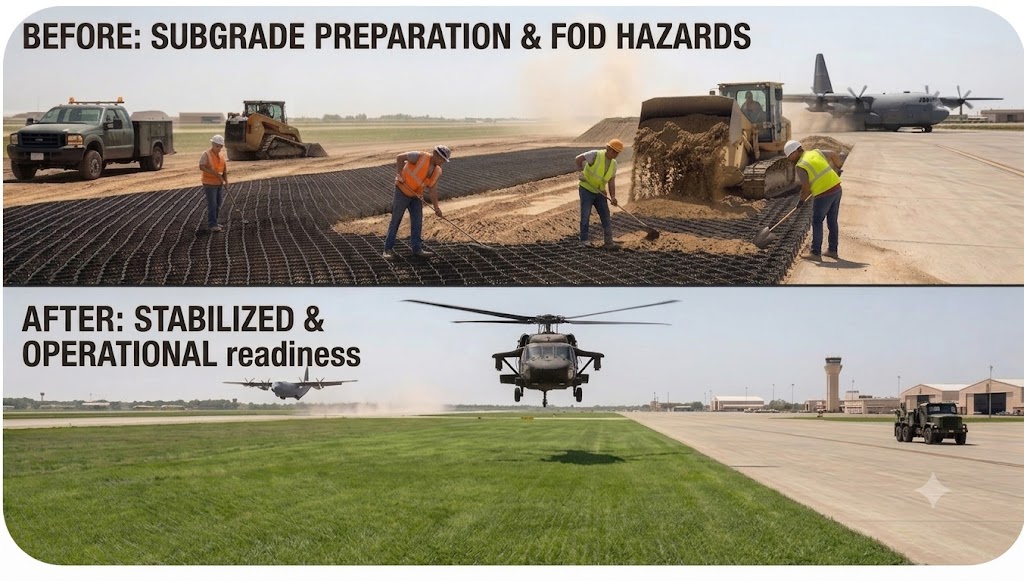 Geoweb Runway Shoulder Load Support Application